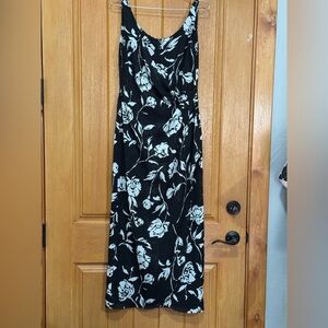 Black and White Floral Maxi Dress - Elegant Women's Dress